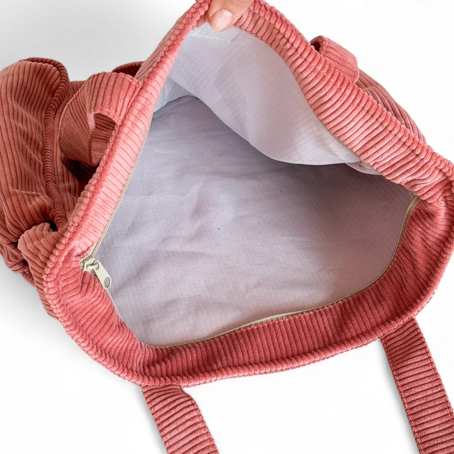 Shopper met rits Rib CORAL