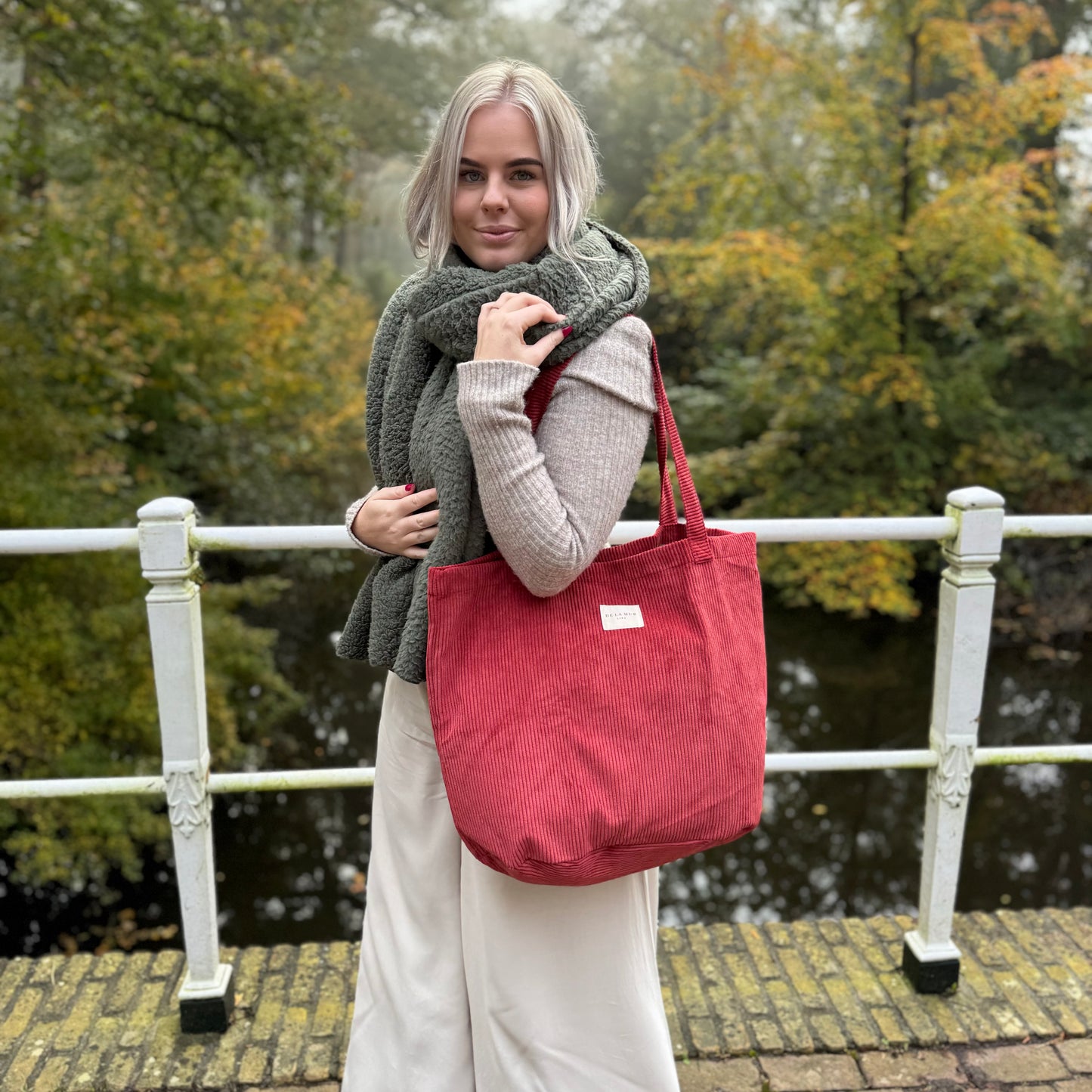 Schoudertas Shopper Rib RED