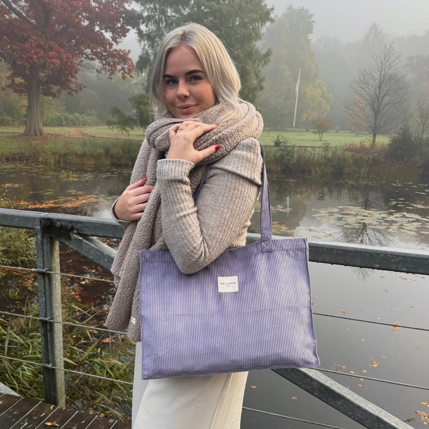 De La Mur Line Rechthoekige Shopper Corduroy Paars 