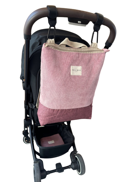 Mom Bag Luiertas Rugzak ribstof roze