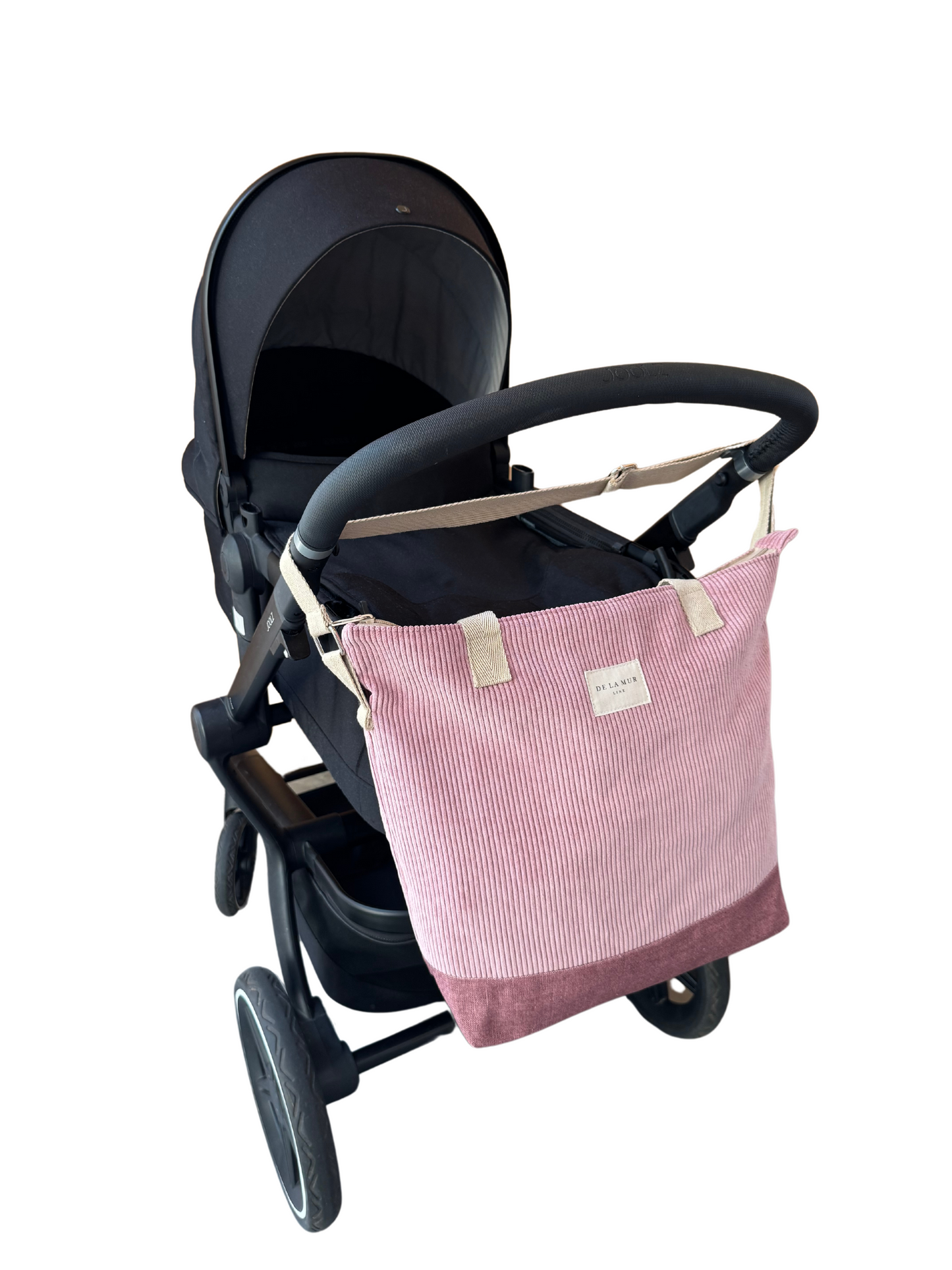 Mom Bag Luiertas ribstof roze